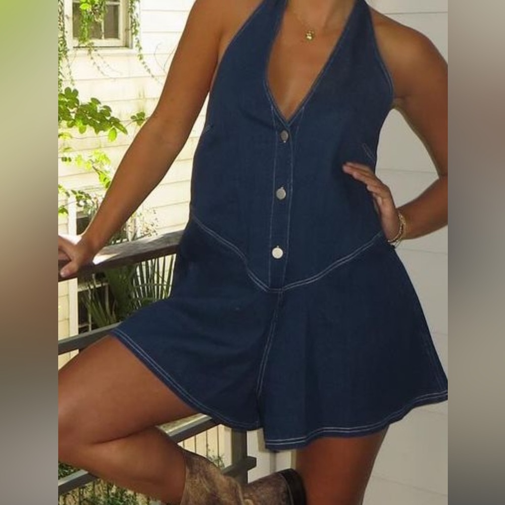 These Threw Denim Romper BNWT!
